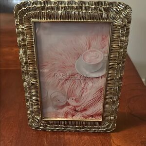 New Rachel Zoe Metallic Gold Woven Photo Frame